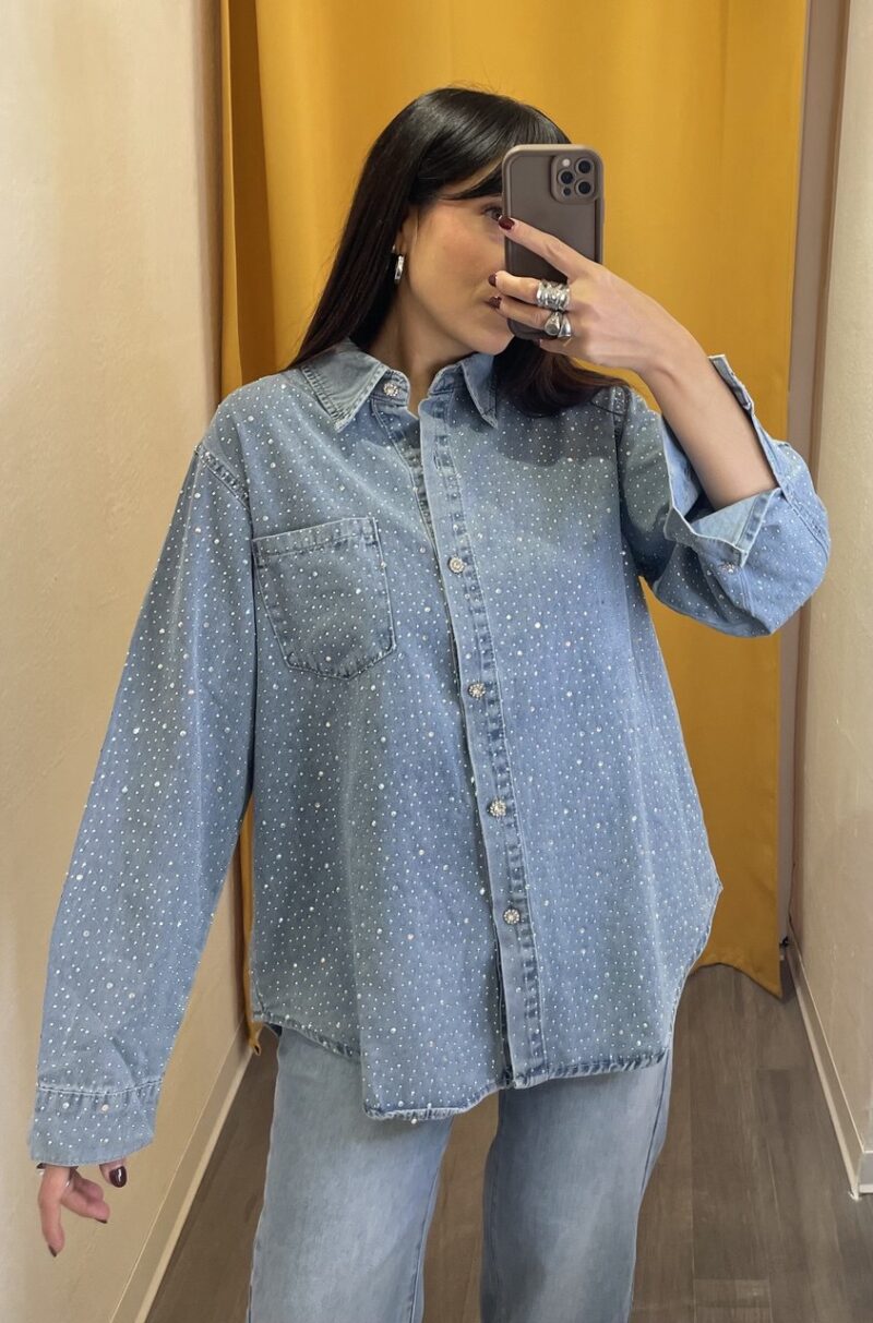 Camicia in denim con strass