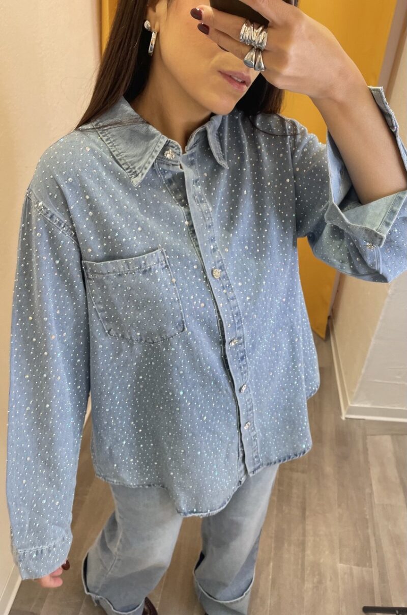 Camicia in denim con strass - immagine 3