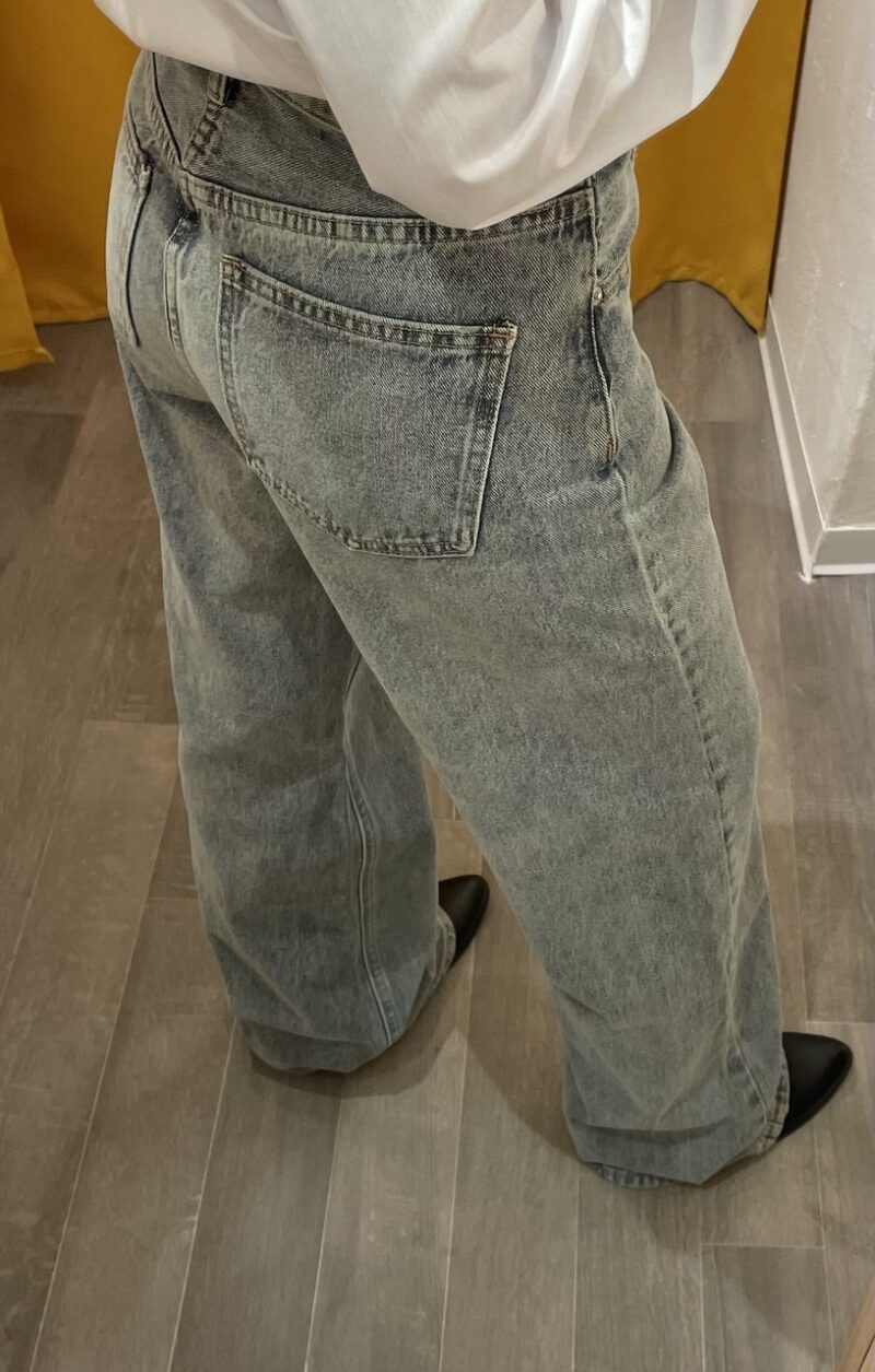 Denim wide leg lavaggio vintage grey - immagine 2