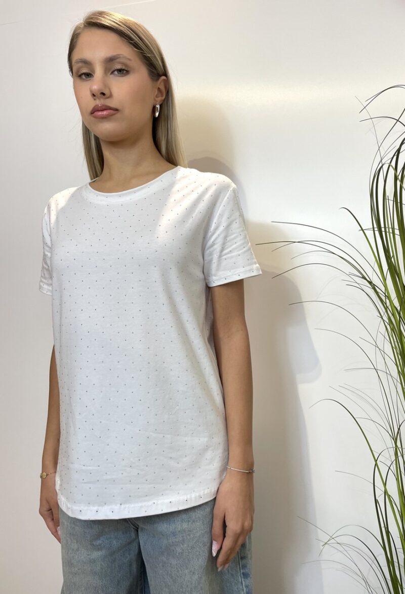 T-shirt girocollo con strass - immagine 2