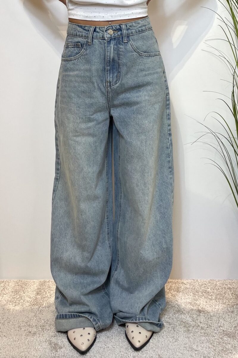 Denim palazzo gamba ampia - immagine 2