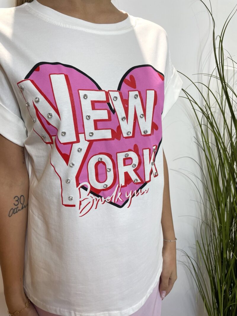 T-shirt con stampa bianca - immagine 3