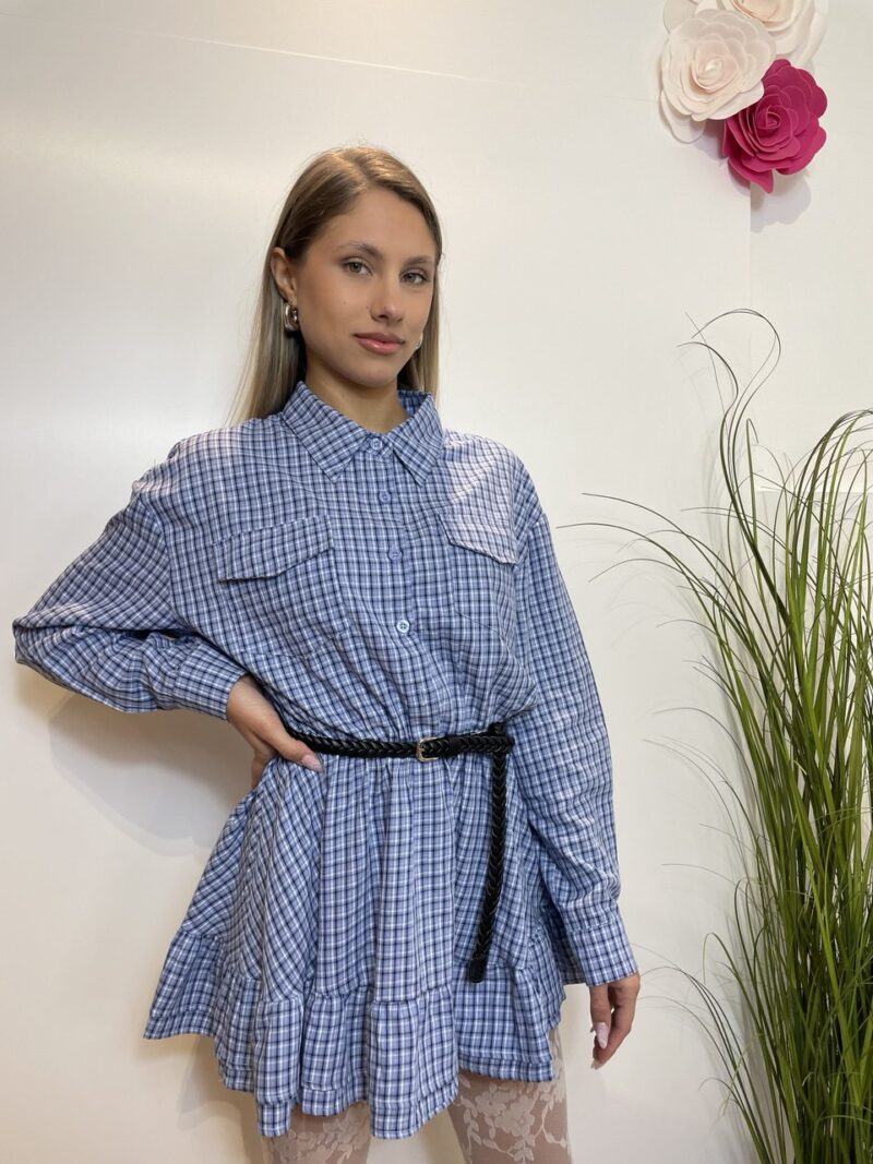 Mini abito camicia a quadretti - immagine 4