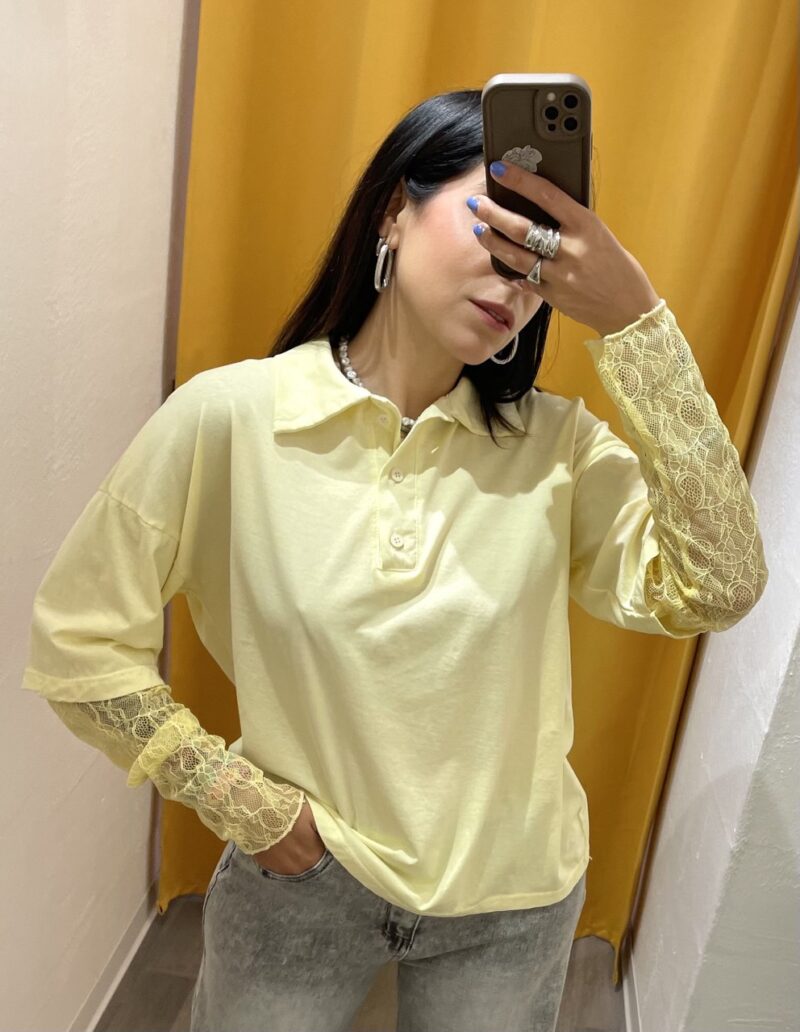 Polo con maniche in pizzo Susy mix - immagine 2