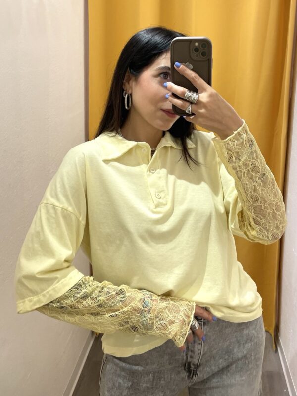 Polo con maniche in pizzo Susy mix