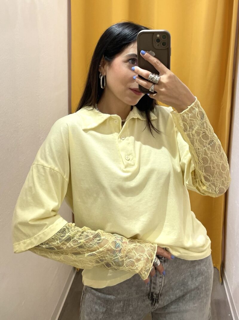 Polo con maniche in pizzo Susy mix