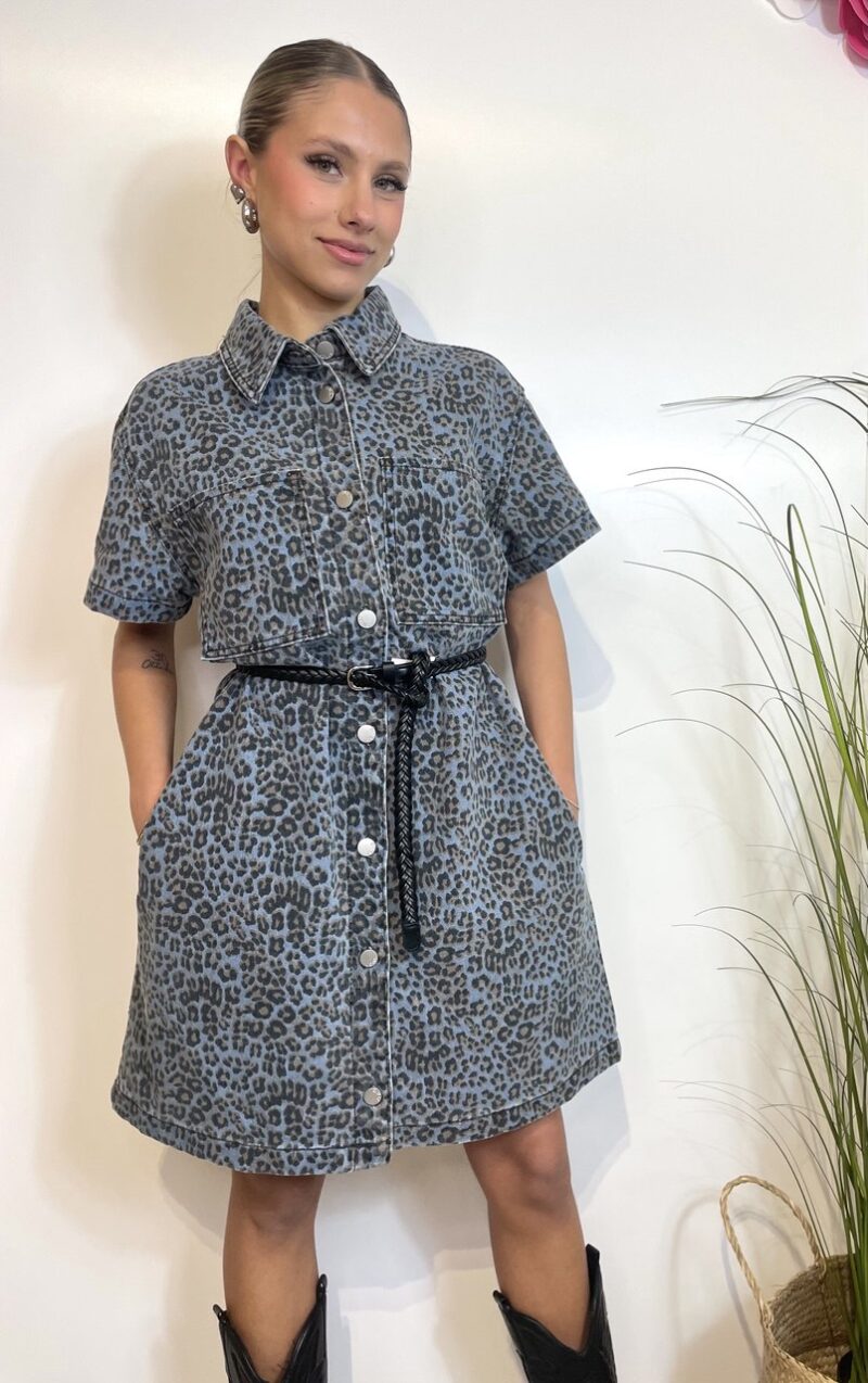 Abito in denim leopardato - immagine 3