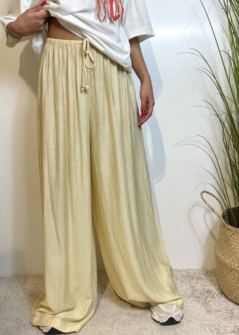 Pantalone palazzo in rayon giallo