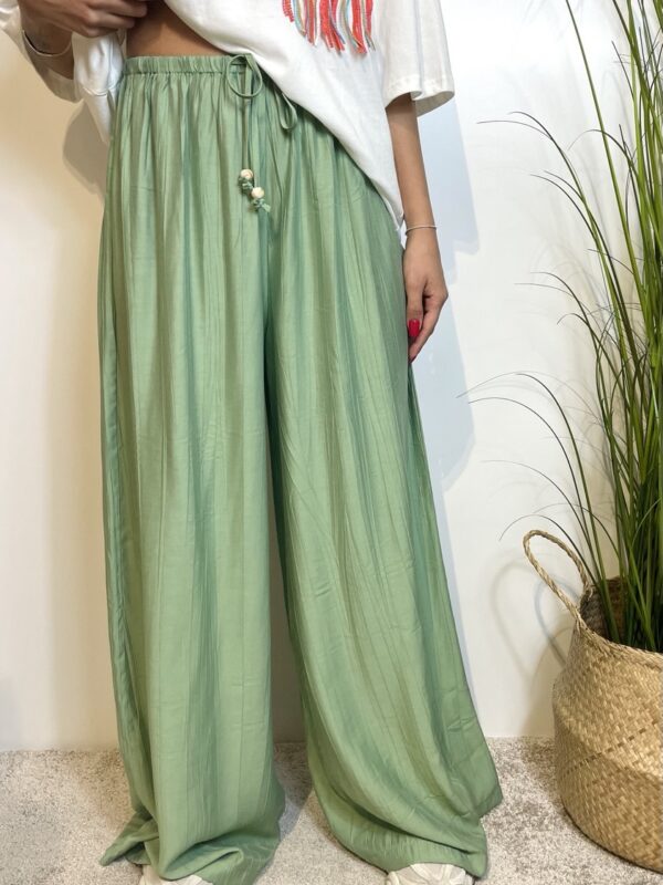 Pantalone palazzo in rayon verde