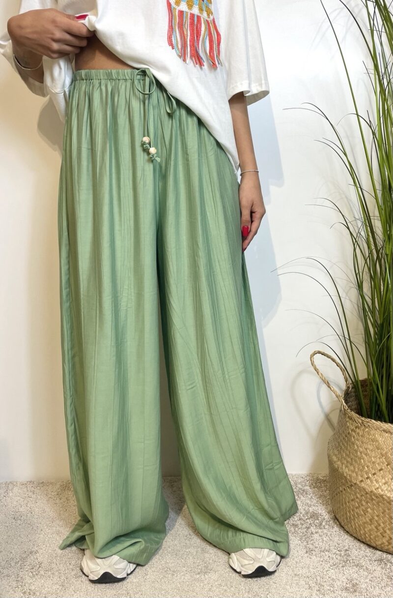 Pantalone palazzo in rayon verde