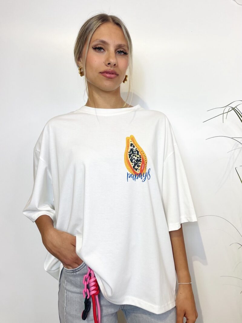 T-shirt stampa Papaya con charm - immagine 2