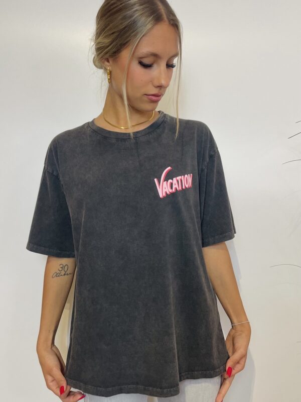 T-shirt stampa Vacation nera