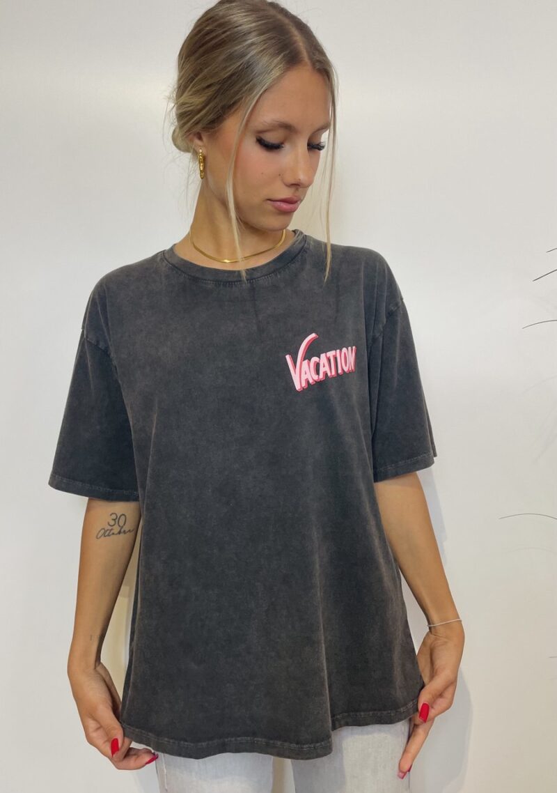 T-shirt stampa Vacation nera
