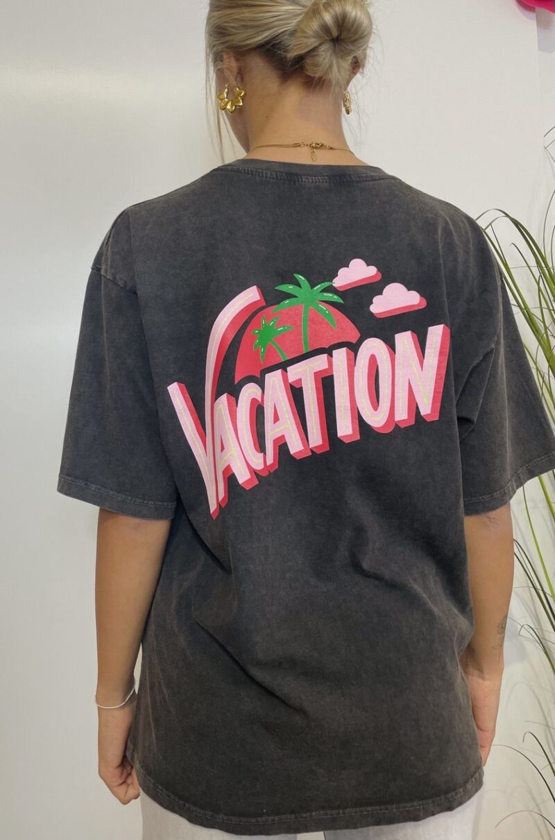 T-shirt stampa Vacation nera - immagine 2