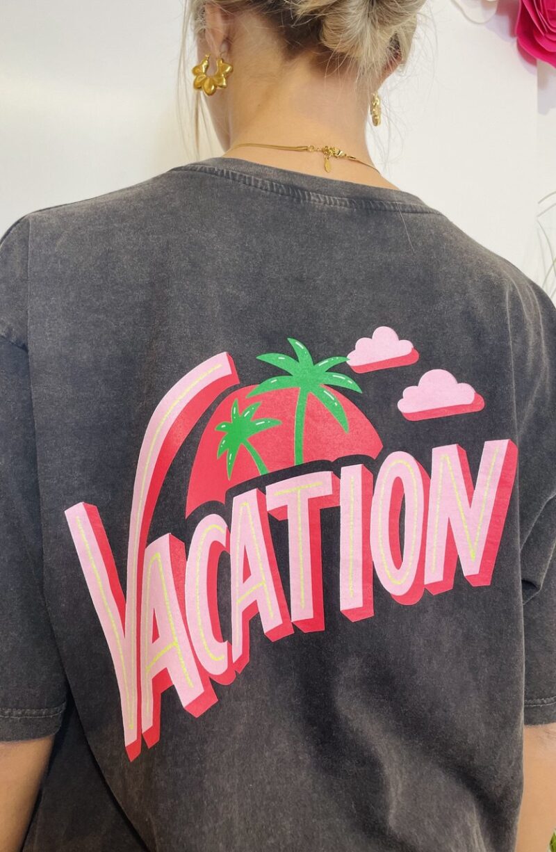T-shirt stampa Vacation nera - immagine 4