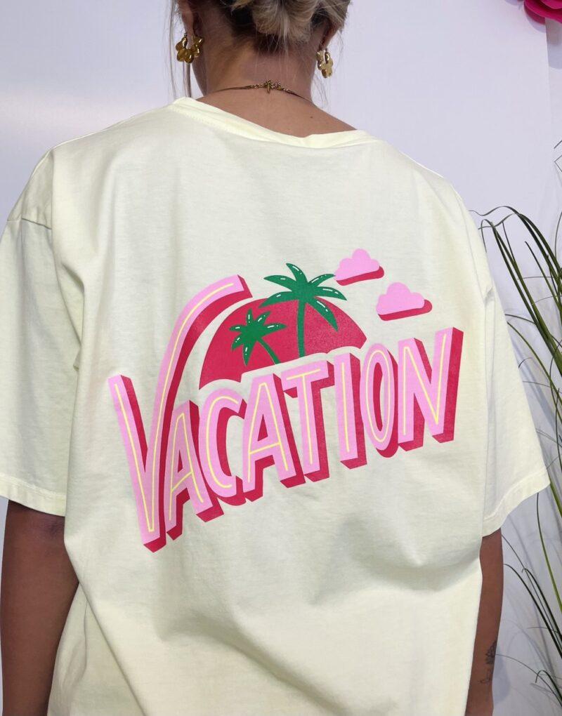 T-shirt stampa Vacation gialla - immagine 4