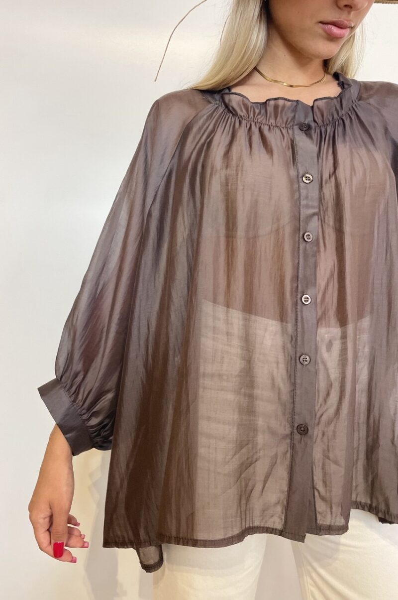 Camicia con manica a palloncino e scollo arricciato - immagine 2