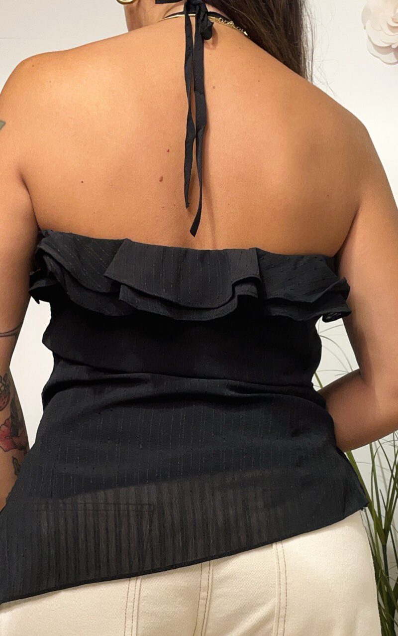 Top a fascia con rouches nero - immagine 2