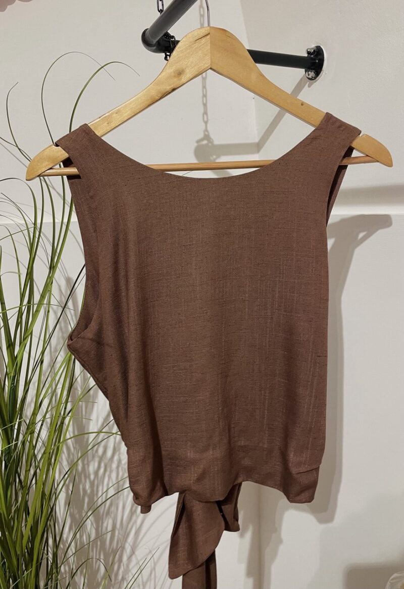 Top Lumina con nodo sul retro brown - immagine 2