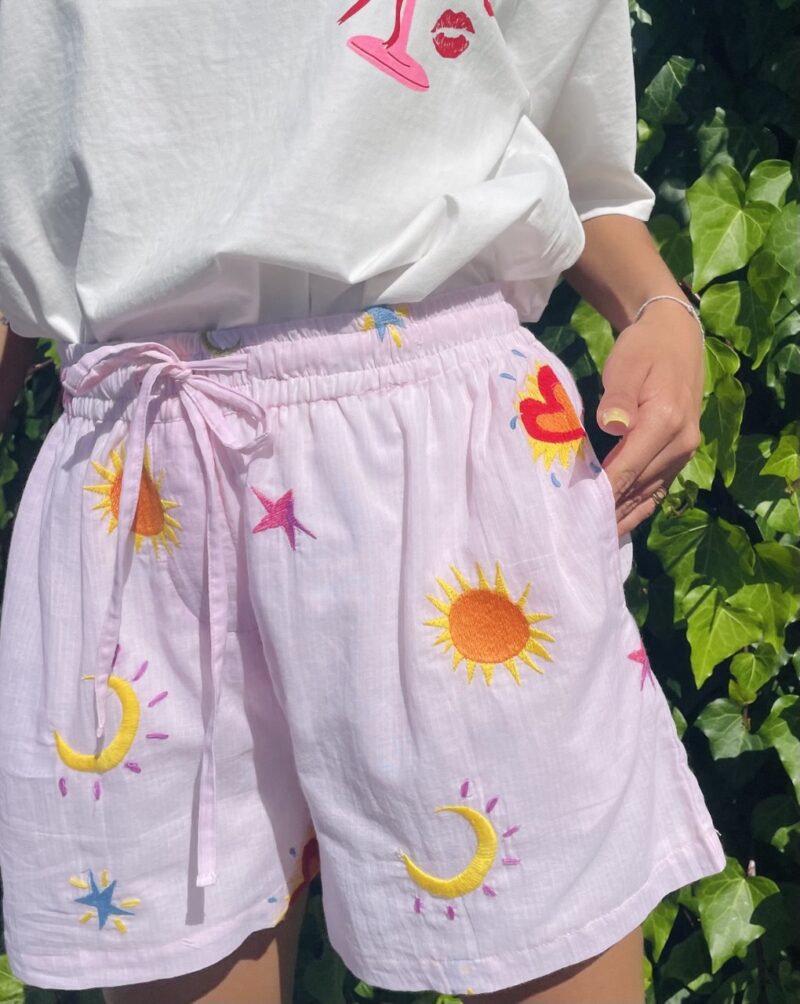 Shorts in cotone con ricami La Petite Etoile - immagine 2