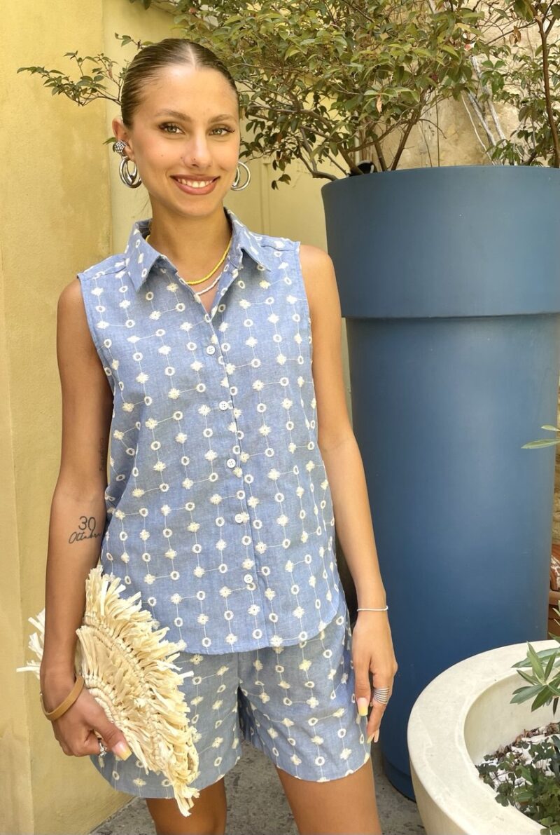 Camicia chambray con ricami La Petite Etoile - immagine 3