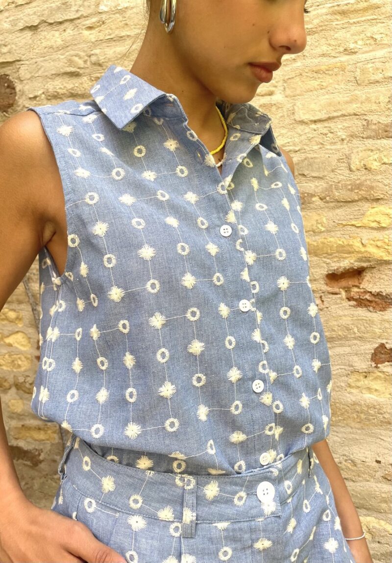 Camicia chambray con ricami La Petite Etoile