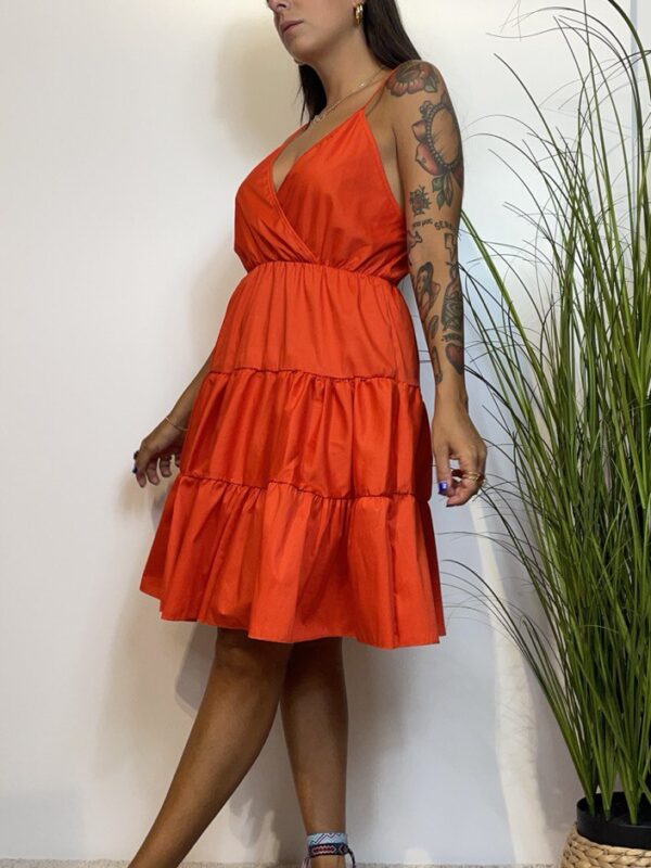 Abito corto a balze arancio